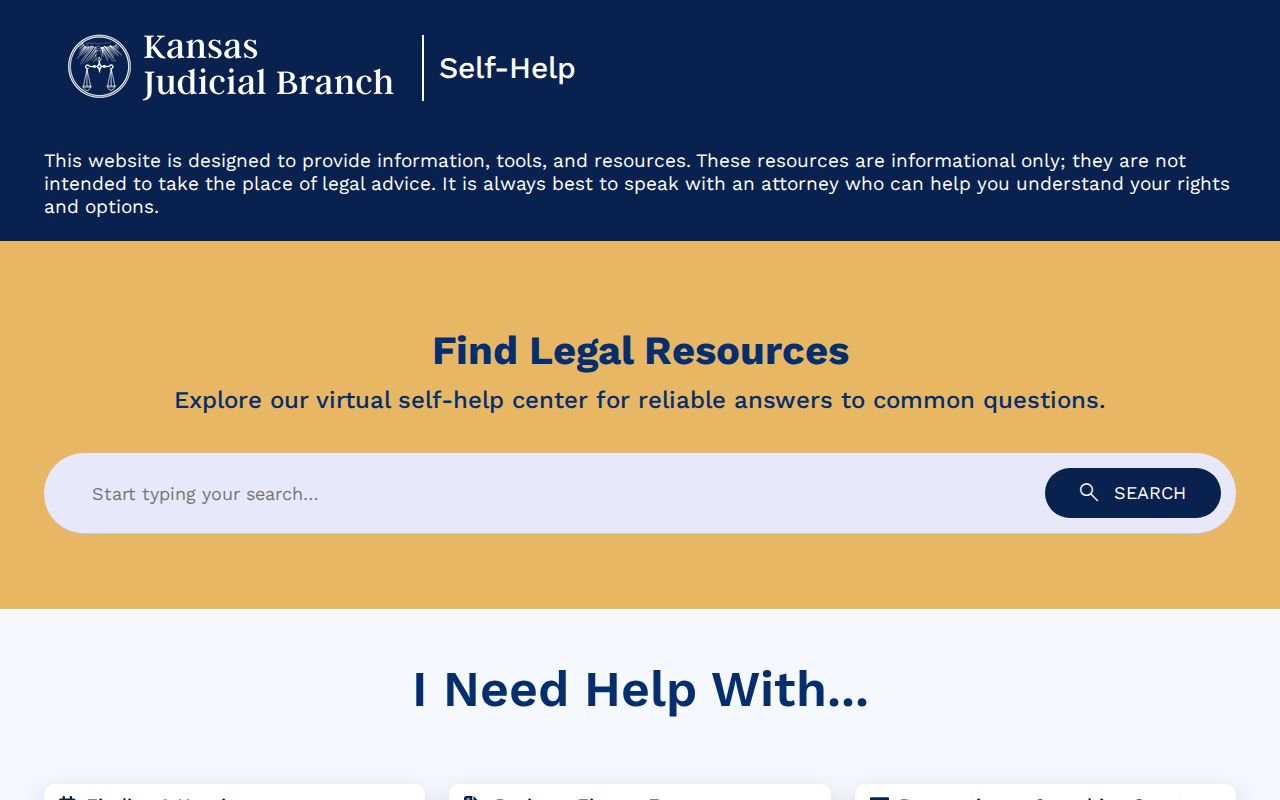 Kansas Self-Help hearing entry point for Logan County court dates