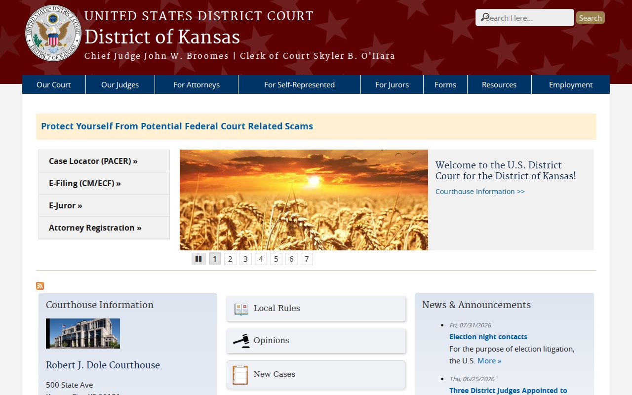 U.S. District Court for Kansas website