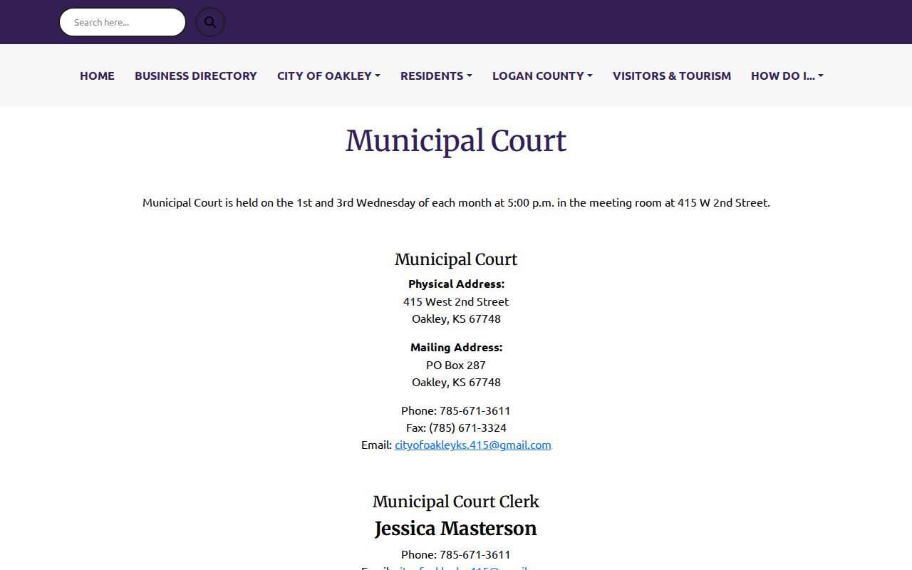 Oakley court records municipal court page